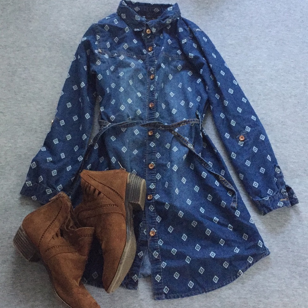 Diamond Pattern Denim Dress